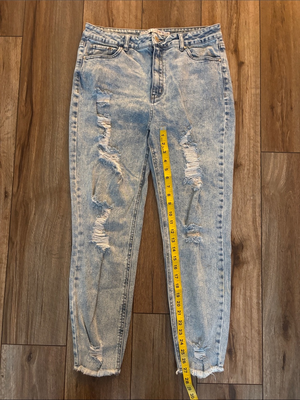 Tinseltown High-Rise Heavy Distressed Jeans - Light Wash size 13